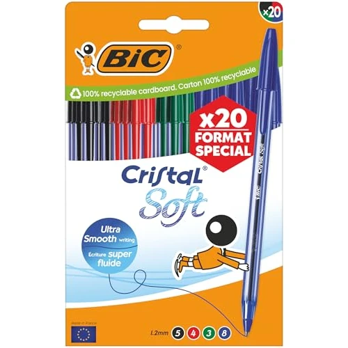 Offerta a tempo: BIC Set Special Edition Penne a Sfera Cristal Soft Punta Media (1,2 mm) - Inchiostro di Colori Assortiti, Confezione da 20 - 37% da 9.07 € a 5.68 €