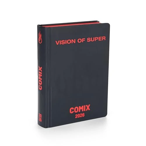 COMIX - Agenda Giornaliera 2026 Limited Fashion Edition, Diario Scuola per Ragazzi e Ragazze, con Copertina Rigida, Sticker Esclusivi, Interno 100% Comix, 12x16,5 cm, Nera e Rossa