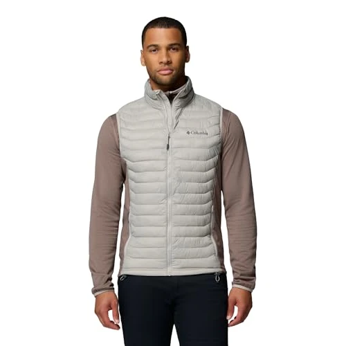 Offerta a tempo: Columbia Gilet ibrido Powder Pass da uomo, gilet imbottito scaldacorpo, grigio focaia/ferro, XL - 34% da 90.00 € a 59.49 €