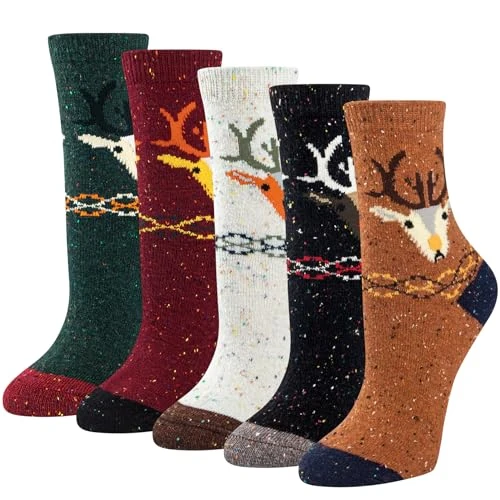 Limited offer: YSense Snug 5 Pairs Thermal Winter Women Socks Wool Warm Knitting Ladies Socks Bed Sock Multicoloured Thick Sock Womens 4-8 from 14.84 EUR to 5.49 EUR (save 63%)