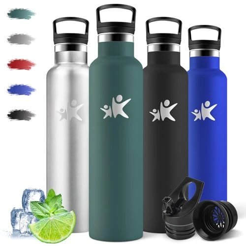 Offerta a tempo: Motswedi Borraccia Termica 1 litro, Acciaio Inox, Borraccia con Cannuccia, a prova di perdite, Bottiglia Termica, Doppia Parete, Borracce Termiche, Borracce per Palestra, Outdoor, Verde militare - 42% da 24.99 € a 14.53 €