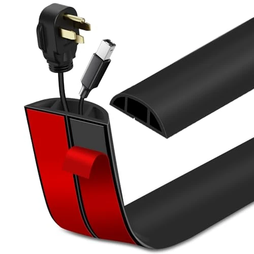 Offerta a tempo: Canalina passacavi adesiva canalina cavi in PVC flessibile passacavo a pavimento copertura cavi a pavimento per ufficio casa magazzino (1m×4cm, Nero) - 0.00% da 13.99 € a 13.99 €