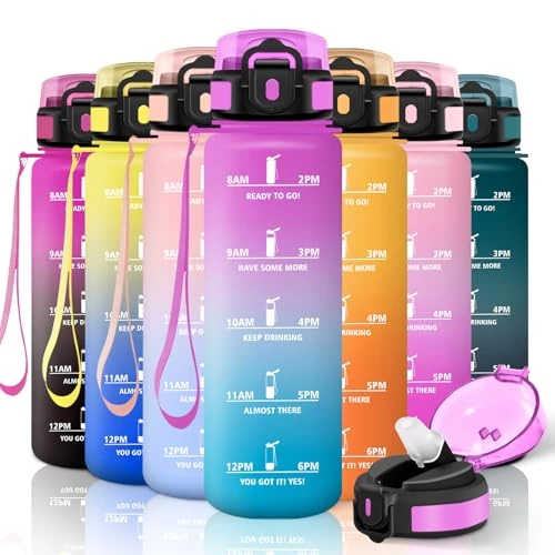 Offre limitée : Motswedi Gourde Sport, 1000ml Anti Fuite, Gourde Paille, Réutilisable, Bouteille d'eau, sans BPA, Bouteille Reutilisable, pour Enfant, Adulte, Randonnée, l'école, Fitness, Yoga, Rose Rouge & Cyan de 17.25 € à 17.25 € (0.00% de remise)