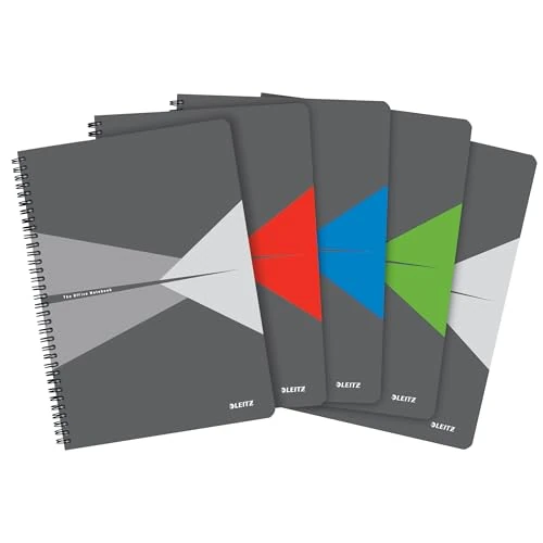 Limited-time offer: Leitz Office College Pad (Pack of 5) - A4 Squared Notebook with PP Cover, Spiral Binding, 180 Pages / 90 Sheets of FSC-Certified Paper (80 g/m²), For Office & School, Assorted Colours, 44951099 from 8.45 £ to 8.45 £ (save 0.00%)