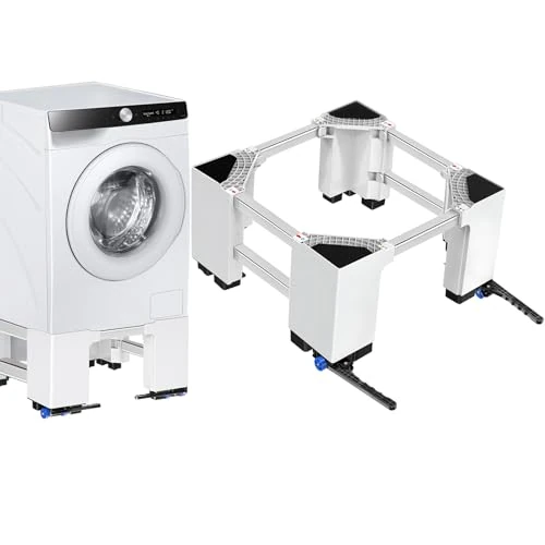 NIUXX Universal - Waschmaschinenbasis, Roller Transportroller 28cm Podest mit Roller 400kg, Größenverstellbar (60-70cm) - Robuster Stahlrahmen mit Staubschutzleiste, Für Waschmaschine & Trockner