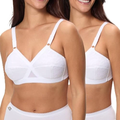 Offerta a tempo: Playtex Confezione da 2 Reggiseni Senza Ferretto Classici Criss Cross Donna x2, Bianco/Bianco, 38/5E - 37% da 59.99 € a 37.54 €