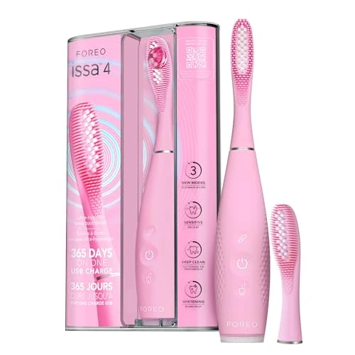 Offerta a tempo: FOREO issa 4 Spazzolino elettrico sonico 4-in-1 ricaricabile con testina extra per 12 mesi, setole morbide, testine sostituibili, pulizia denti, sbiancante denti, pulizia ultra-igienica - 51% da 99.00 € a 49.00 €