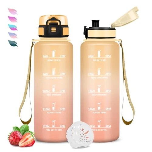 Limited-time offer: Drinkfles, 1.5 liter, fitness-drinkfles, lekvrij, motiverende waterfles, gemakkelijk te reinigen, sportfles, gegradueerde waterfles, met filter, drinkflessen voor camping, fitness, yoga from 21.92 £ to 17.86 £ (save 18.52%)