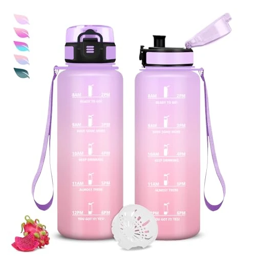 Zeitlich begrenztes Angebot: Trinkflasche 1.5l, Wasserflasche Sport, Trinkflasche Erwachsene, Wasserflasche Auslaufsicher, mit Zeitmarkierung und Filter, Leicht zu Reinigen, für Fitness, Fahhrad, Büro, Camping, Running, Gym von 9.64 € auf 9.64 € (0.00% Ra
