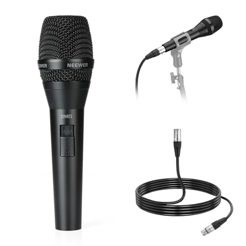 Offerta a tempo: NEEWER DM01 Microfono Dinamico Cardioide con Cavo XLR per Podcast Canto Streaming Giochi PC Voci Studio, Discorsi, Esibizioni dal Vivo, Impedenza 600Ω +/- 30%, Gamma di Frequenza 100Hz-10KHz - 22% da 50.99 € a 39.99 €
