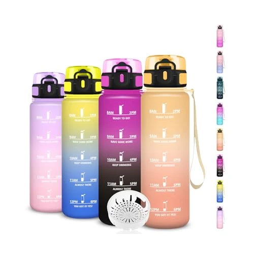 Offerta a tempo: Borraccia, Borraccia 0,5 litri, Bottiglia Senza Perdite, Bottiglia Motivazionale, Facile da Trasportare, Borraccie con Orari per Bere, Facile da Pulire, per Yoga, Fitness, Campeggio, Scuola, Bambina - 19% da 13.69 € a 11.07 €