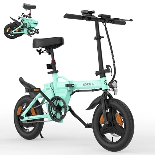 Offerta a tempo: ESKUTE F100 Bici Elettrica Per Adulti, 14" Pieghevole Bicicletta Elettrica, Batteria 36V 9Ah, 25 km/h & Autonomia 35-60 km, Display LCD, Supporto USB, Sella Ergonomica, Ebike per Pendolari Urbani — 10% da 474,00 € a 426,55 €