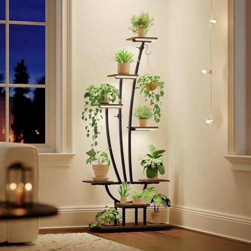 Offre limitée : Trironsun Support pour plantes avec lumière de croissance - Étagère à 7 niveaux en métal et bois - Support de fleurs haut pour l'intérieur, le salon, le balcon ou le jardin de 129.89 € à 129.89 € (0.00% de remise)
