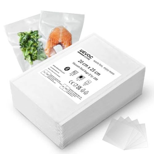 Offerta a tempo: Wevac Core - Sacchetti sottovuoto per alimenti, 200 pezzi, 20 x 25 cm, resistenti, per sottovuoto, ideali per cucinare, bollire e preparare i pasti — 15% da 27,99 € a 23,79 €