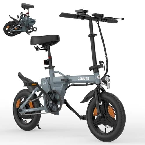 ESKUTE F100 E-Bike, zusammenklappbar, 35,6 cm (14 Zoll), integrierter Akku mit 36 V, 9 Ah, 25 km/h und Autonomie 35-60 km, LCD-Display, USB-Halterung, ergonomischer Sitz, urbanes Elektrofahrrad für