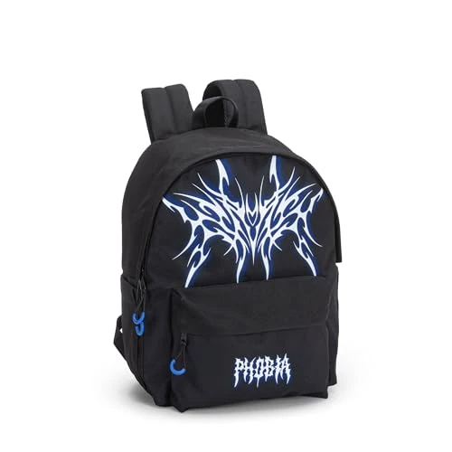 PHOBIA Plecak szkolny dla chłopców i dziewcząt z główną komorą, przednią kieszenią zapinaną na zamek, kieszenią boczną z elastycznym topem, wyściełanymi i regulowanymi paskami na ramię, wyściełany tył