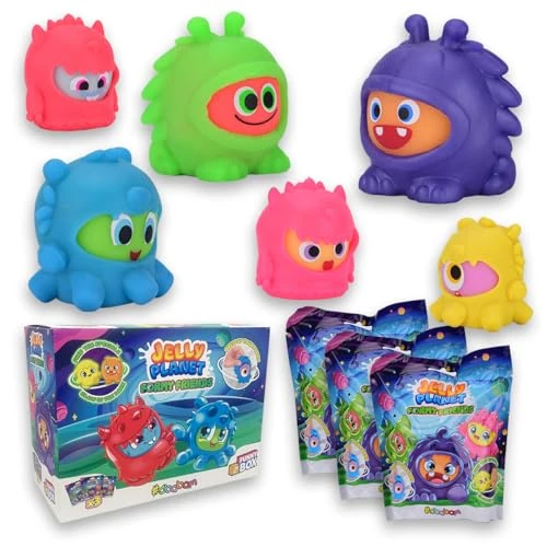#sbabam Funny Box Jelly Planet Formy Friends, 3 Petits Monstres en Peluche aux vêtements interchangeables, phosphorescents, Jeux pour Enfants en kiosque, idées Cadeaux pour Filles et garçons