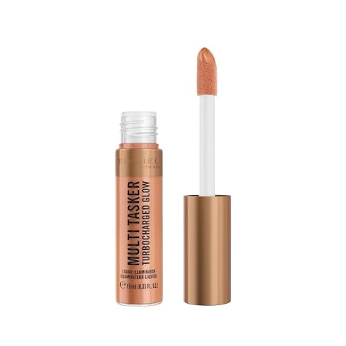 Rimmel London Multi Tasker Turbocharged Glow, 007 Spilling the Tea, Illuminante liquido per il viso, Perle riflettenti, Luminosità naturale, Vitamina C & E, Formula Vegana, 10 ml