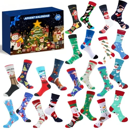 Conponous Skarpety świąteczne dla kobiet i mężczyzn, Wielokolorowy, Large