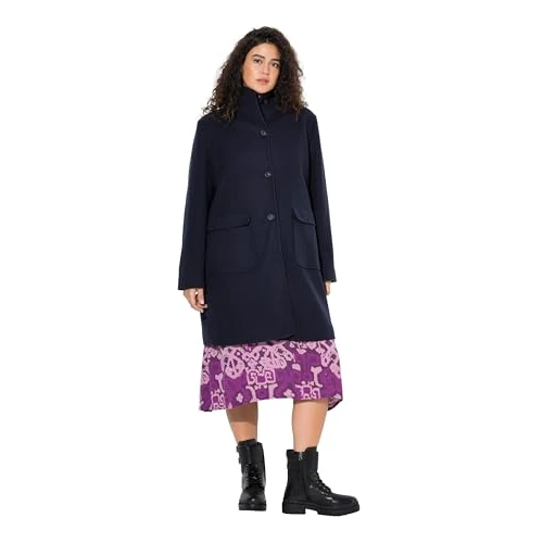 Offerta a tempo: Ulla Popken Donna Cappotto Blu Notte Scuro 42+ - 53% da 129.99 € a 61.65 €