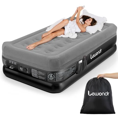 Offre limitée : Lewondr Matelas Gonflable 1 Place avec Pompe Intégrée, 191x99x46CM Matelas Gonflable Rapide en 2 Minutes Lit Gonflable pour Camping Maison Invités Voyages(250kg Max), Gris de 119.99 € à 119.99 € (0.00% de remise)