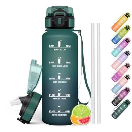 Offerta a tempo: HoneyHolly Borraccia, 1.5L Borraccia Acqua, Borracce Motivazionale con Cannuccia, Water Bottle Palestra, A Prova di Perdita, Bottiglia Acqua per Scuola, Palestra, Campeggio, Ciclismo, Yoga - 13% da 16.83 € a 14.59 €