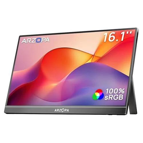 Offerta a tempo: ARZOPA Monitor Portatile 16,1" IPS 100% sRGB | Schermo FHD 1080P | HDR10 | Ultra Sottile 9.3mm | Altoparlanti Integrati | Plug & Play per Laptop, PC, Mac, Console - Z1C - 21% da 119.99 € a 94.99 €