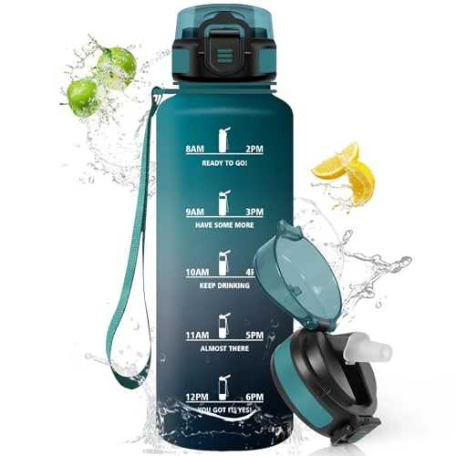 Offerta a tempo: HoneyHolly Borraccia, 1.5L Borraccia Acqua, Water Bottle Motivazionale con Cannuccia, Borracce Palestra, A Prova di Perdita, Bottiglia Acqua per Scuola, Palestra, Campeggio, Ciclismo, Yoga - 0.00% da 17.50 € a 17.50 €