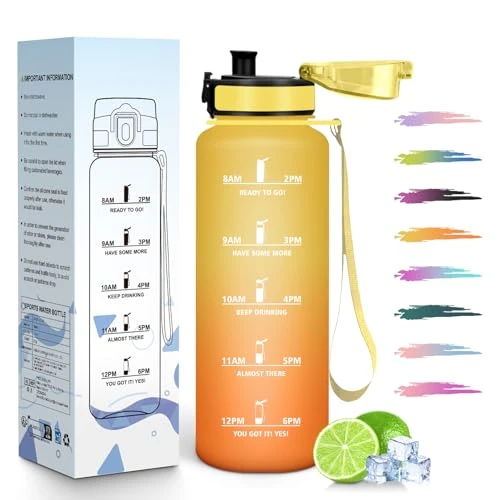Offerta a tempo: HoneyHolly Borraccia, Indicatore del Tempo, Water Bottle 1,5 Litri, A Prova di Perdite, Borraccia Motivazionale, Riutilizzabile, Borracce per Palestra, Lavoro, Campeggio, Escursionismo - 0.00% da 14.99 € a 14.99 €