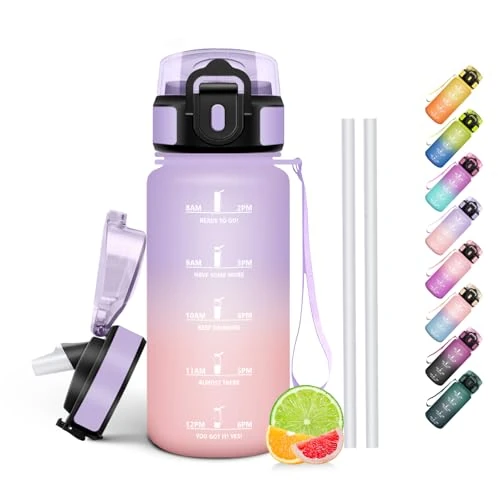 Offerta a tempo: HoneyHolly Borraccia 500Ml, Senza BPA & A Prova di Perdita, Borracce con Cannuccia, Reutilizables, Water Bottle Scuola Elementare, Borraccia Motivazionale per Scuola, Palestra, Ufficio, Running - 0.00% da 14.62 € a 14.62 €