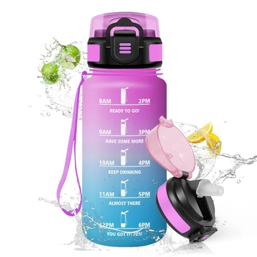 HoneyHolly Trinkflasche Kinder 500Ml, Auslaufsicher Trinkflasche Sport, Wasserflasche Kohlensäure Geeignet, Wasserflasche mit Strohhalm, BPA-frei, Trinkflaschen für Fitnessstudio, Schule, Büro