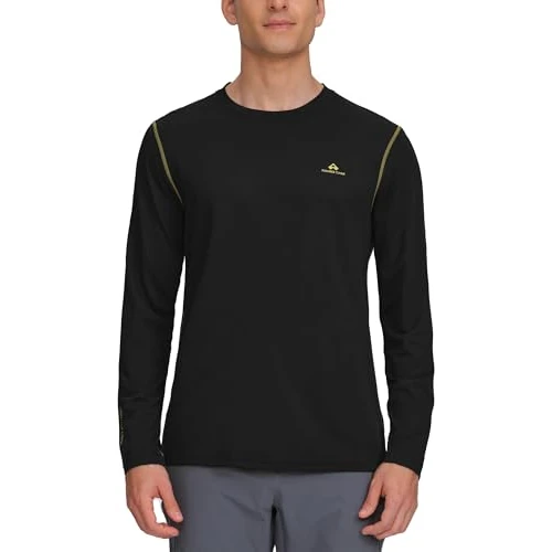 Pioneer Camp Camiseta funcional de manga larga para hombre, transpirable, para correr, entrenamiento al aire libre, Negro , XXL