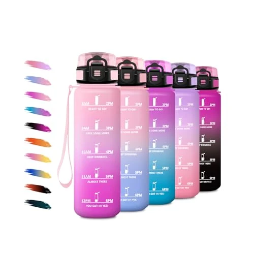 Botella Agua Niños 500ml, Botella Agua con Filtro, Fácil de Abrir, Reutilizable, Cantimplora con Motivadora y Prueba de Fugas, Cantimplora para Niños, Adulto, Senderismo, Bicicleta, Gimnasio