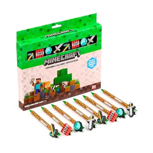 Oferta limitada: Puckator Set de 8 bolígrafos borrables con punta de silicona Minecraft, bonitos y estéticos para la vuelta al cole, bolígrafos de gel borrables, bolígrafo con borrador para niños, oficina, escritura y de 15.99 € a 13.91 € (ahorro 13%)