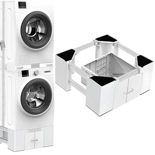 NIUXX Uniwersalny uchwyt na pralkę z szufladą: regulowana podstawa lodówki, nośność 400 kg, wysokość 23,9 cm, podnoszenie urządzeń gospodarstwa domowego 63-69 cm do lodówki/pralki