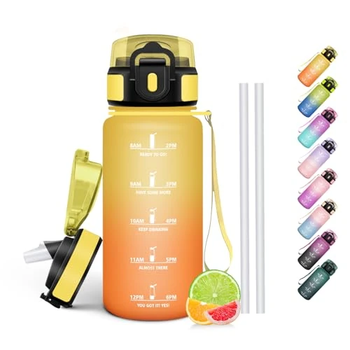 Offerta a tempo: HoneyHolly Borraccia 500Ml, Senza BPA & A Prova di Perdita, Borracce con Cannuccia, Reutilizables, Water Bottle Scuola Elementare, Borraccia Motivazionale per Scuola, Palestra, Ufficio, Running - 44% da 14.99 € a 8.39 €