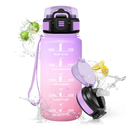 HoneyHolly Trinkflasche Kinder 500Ml, Auslaufsicher Trinkflasche Sport, Wasserflasche Kohlensäure Geeignet, Wasserflasche mit Strohhalm, BPA-frei, Trinkflaschen für Fitnessstudio, Schule, Büro