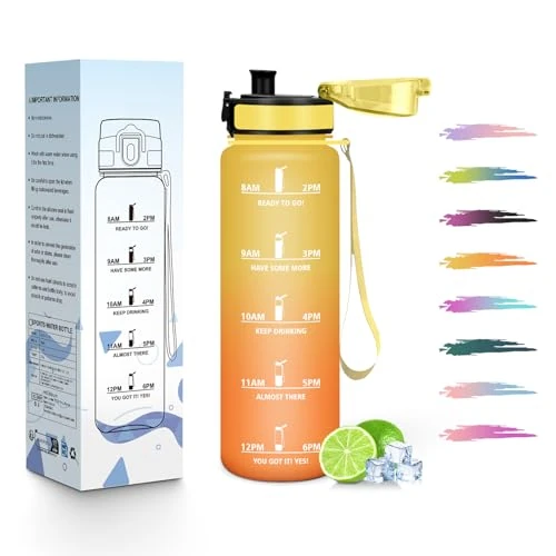 HoneyHolly Children's Water Bottle 500 ml Reusable with Time Scale Leak-Proof Sports Bottle for Running Cycling Working School Gym