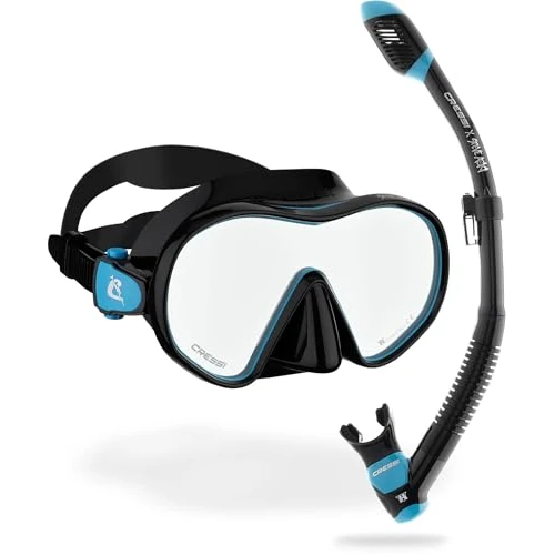 Oferta limitada: Cressi Limited Edition HiroQuest Adult Mask & Snorkel Set Made by x Steve Aoki_Set de Snorkel Máscara F-Dual + Tubo Supernova Dry, Negro/Turquesa, Lente Spectra, Talla Única, Unisex de 103.53 € a 103.53 € (ahorro 0.00%)