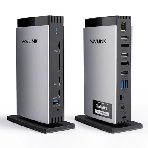 Offerta a tempo: WAVLINK Displaylink Laptop Docking Station con 3 HDMI, USB C Dock Triplo Display 4K+Dual 2K, 100W di ricarica per M1 M2 M3 M4 M5 Mac/Windows, 2DP, 5 porte USB, Ethernet, Compatibile con MacBook Neo - 12% da 169.99 € a 149.99 €