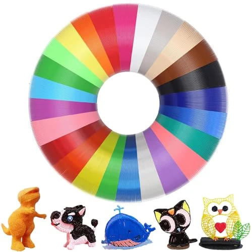 Zyluniy 3D Filament Pen, 25 Colors 3D Pen Filament Refill 3D Printing, 3D Pen Diameter 1.75mm, 5M 3D Filament, Compatible with Professional 3D Pens, for Artistic Creativity