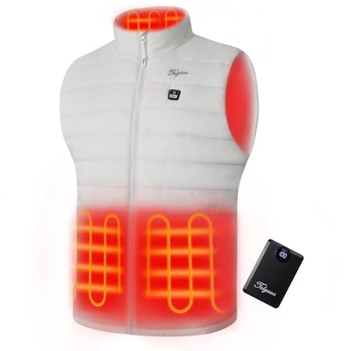 Telguua Gilet Riscaldato Uomo, Giubbotto Riscaldato Morbido e Caldo Elettrico con 3 Temperature, 12000mAh 5V Batteria, Giacca Riscaldata USB, Gilet Riscaldata per Attività Outdoor