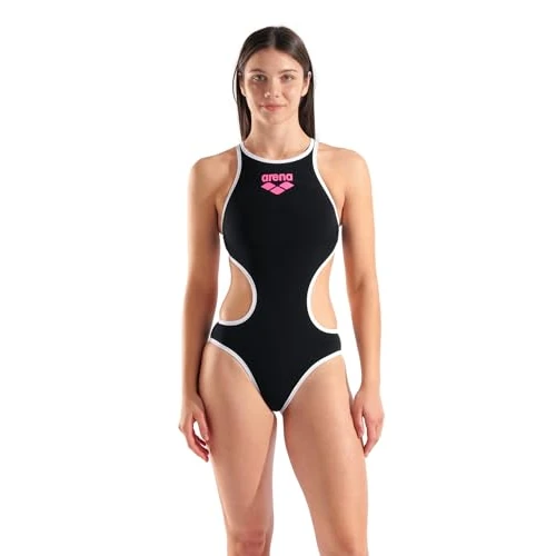 ARENA One Big Logo Maillot de Bain Une Pièce Femme, Maillot de Bain à Séchage Rapide, Tenue de Bain Sportive en Tissu MaxLife Eco avec Résistance Maximale au Chlore et Protection UV UPF 50+