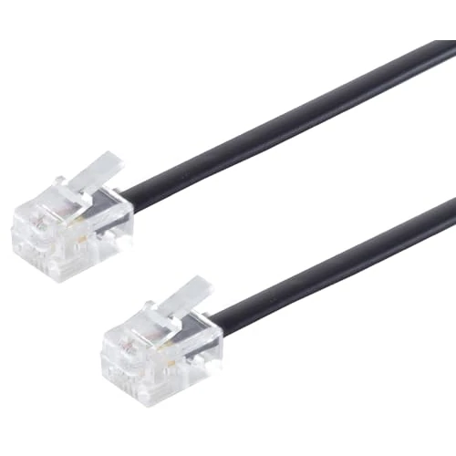 1aTTack.de 1x 3,0 m - Cavo telefonico RJ11 6/4 spina a RJ11 6/4 cavo piatto spina Western a 4 fili nero