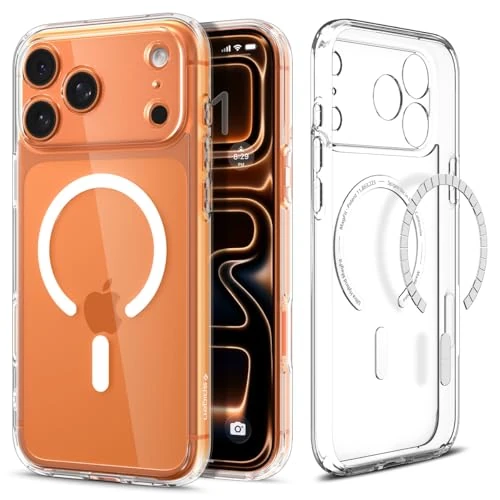 Spigen iPhone 17 Pro Max Hülle [Spigen Signature] Ultra Hybrid MagFit [Dura Clear Tech] Case Handyhülle Transparent Kompatibel mit MagSafe -Clear White