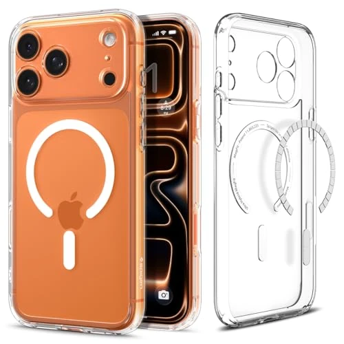 Spigen Etui na telefon komórkowy iPhone 17 Pro, Signature Ultra Hybrid MagFit [Dura Clear Tech], przezroczyste, kompatybilne z MagSafe, przezroczyste, białe