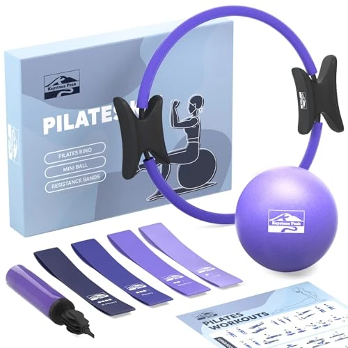 Tijdelijke aanbieding: Pilates ring- en balset met 14" oefenring, minibal, 4 weerstandsbanden, workoutposter en tas, workoutkit voor core strength & toning, yoga-accessoires voor thuis Pilateskit voor vrouwen en mannen van 33.97 € naar 33.97 € (0.00% kort