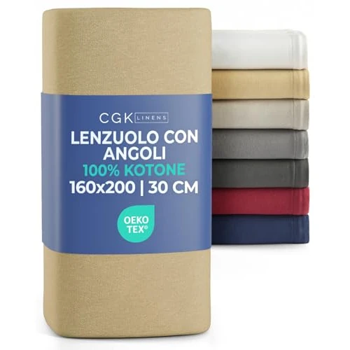 Offre limitée : Drap-Housse Jersey Coton 160x200 cm Beige - Grand Bonnet Profond 30 cm / 12” - Doux, Infroissable & Très Résistant aux Décolorations - Respirant, Hypoallergénique & Certifié Oeko-TEX Standard 100 de 33.99 € à 33.99 € (0.00% de remise)