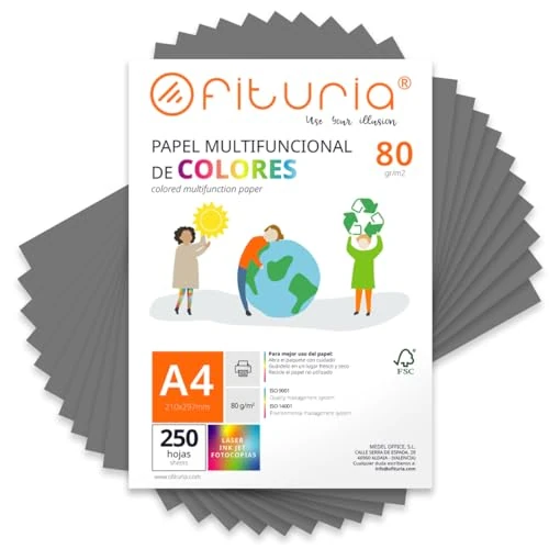 Limited-time offer: Coloured Sheets, Pack 250 Sheets A4 80 g – Coloured Paper for Crafts, Printer, Scrapbooking – Folios Colours – Ideal Origami, Papiroflexia, Office and School (Grey, 250h) from 23.12 £ to 23.12 £ (save 0.00%)