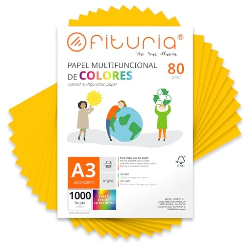 Oferta limitada: OFITURIA Folios de Colores A3 80gr, Pack 1000 Hojas – Papel Oro para Manualidades, Impresora y Scrapbooking – Folios A3 Colores – Ideal Origami, Oficina y Escuela (Oro) de 34.65 € a 34.65 € (ahorro 0.00%)